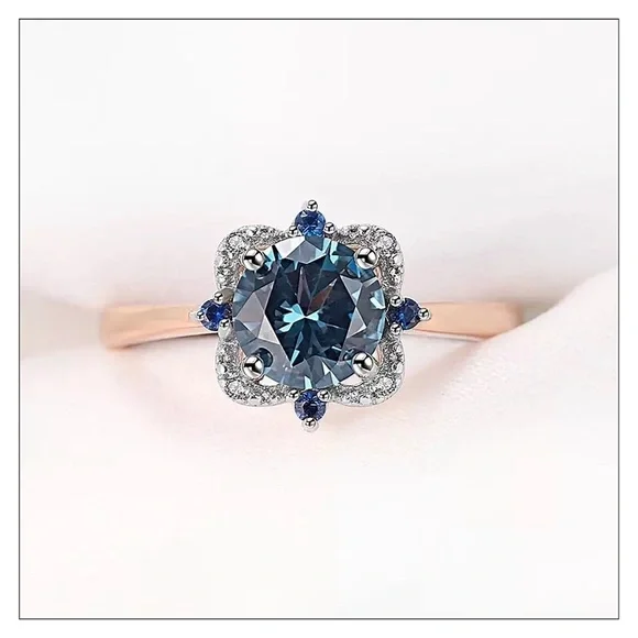 NEW Sterling Silver & Rose Gold Light Blue Topaz With London Blue Topaz … - Picture 2 of 5